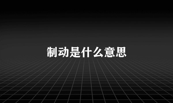 制动是什么意思