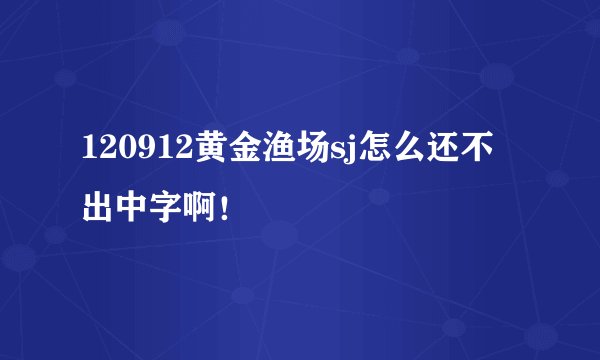 120912黄金渔场sj怎么还不出中字啊！
