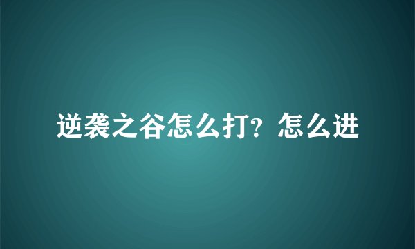 逆袭之谷怎么打？怎么进