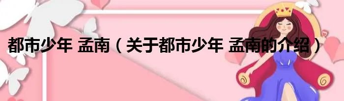 都市少年 孟南（关于都市少年 孟南的介绍）