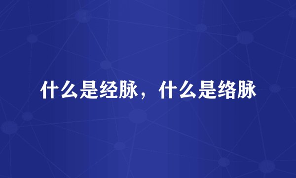 什么是经脉，什么是络脉