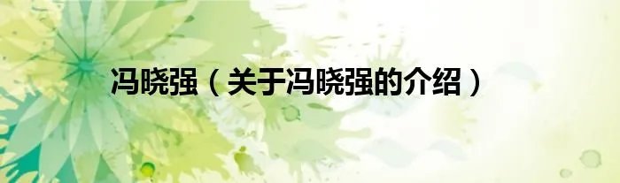 冯晓强（关于冯晓强的介绍）