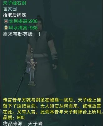 《剑网3》天子峰石剑介绍