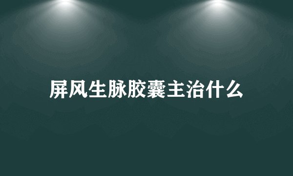 屏风生脉胶囊主治什么