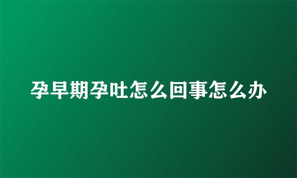 孕早期孕吐怎么回事怎么办
