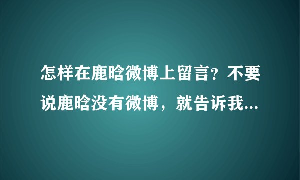 怎样在鹿晗微博上留言？不要说鹿晗没有微博，就告诉我怎样留言就行？