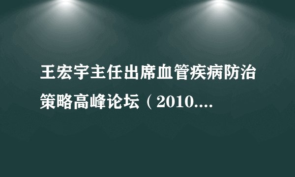 王宏宇主任出席血管疾病防治策略高峰论坛（2010.8.10）