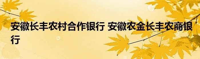 安徽长丰农村合作银行 安徽农金长丰农商银行