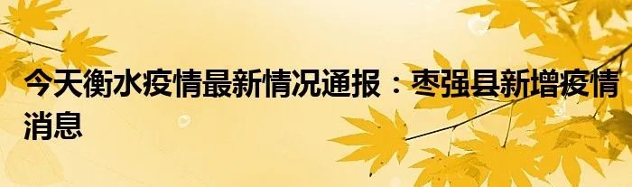 今天衡水疫情最新情况通报：枣强县新增疫情消息