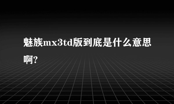 魅族mx3td版到底是什么意思啊?
