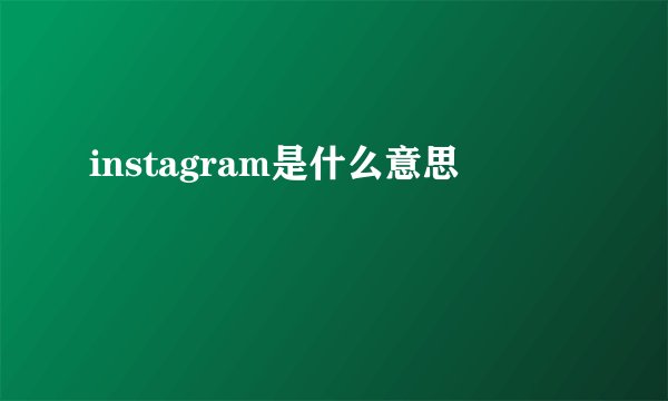 instagram是什么意思