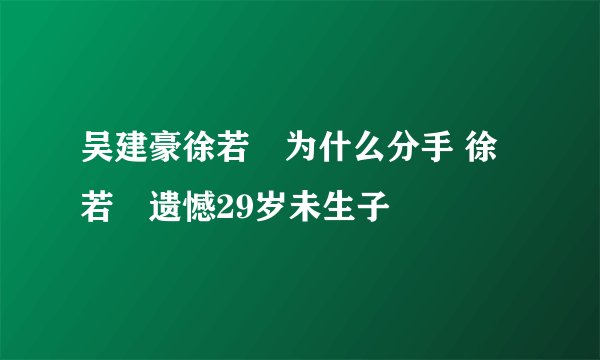 吴建豪徐若瑄为什么分手 徐若瑄遗憾29岁未生子