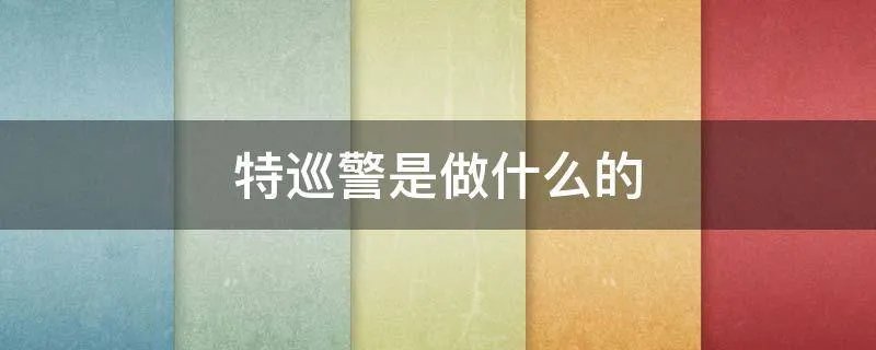 特巡警是做什么的