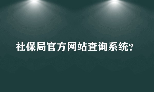 社保局官方网站查询系统？