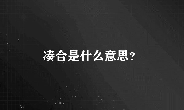 凑合是什么意思？