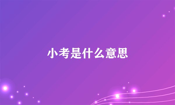 小考是什么意思
