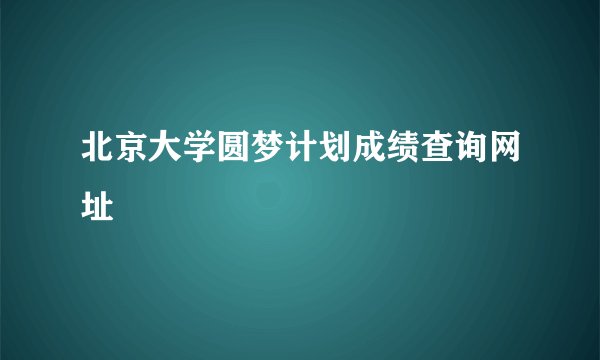 北京大学圆梦计划成绩查询网址
