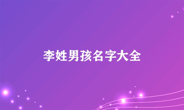 李姓男孩名字大全