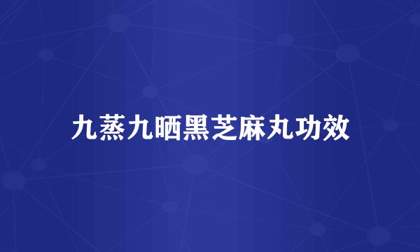九蒸九晒黑芝麻丸功效