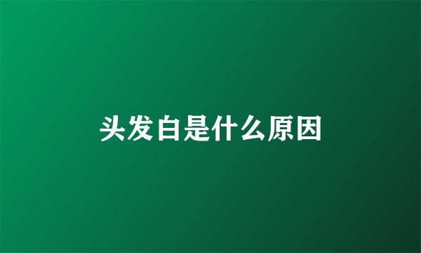 头发白是什么原因