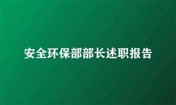安全环保部部长述职报告