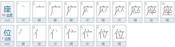 座位的拼音