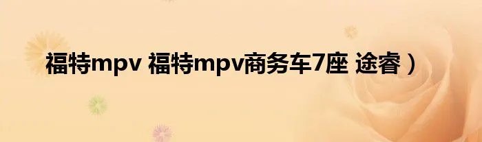 福特mpv 福特mpv商务车7座 途睿）