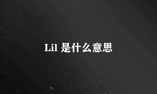 Lil 是什么意思