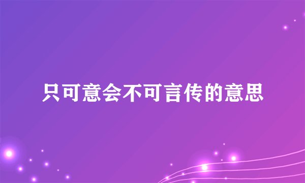 只可意会不可言传的意思