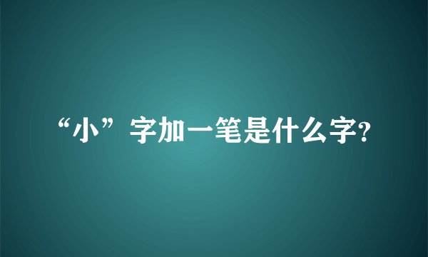 “小”字加一笔是什么字？