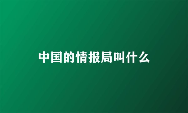 中国的情报局叫什么