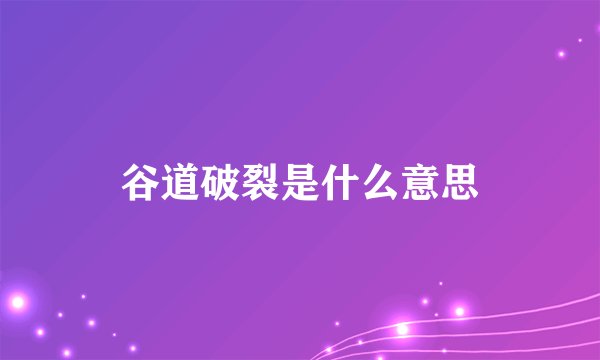 谷道破裂是什么意思