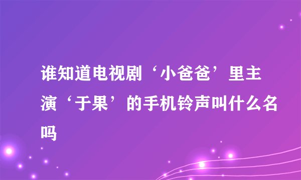 谁知道电视剧‘小爸爸’里主演‘于果’的手机铃声叫什么名吗