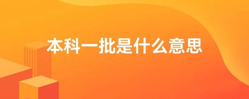 本科一批是什么意思