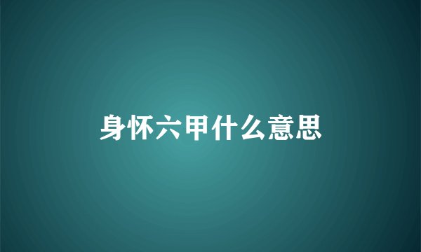 身怀六甲什么意思