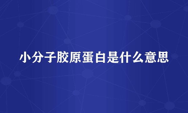 小分子胶原蛋白是什么意思