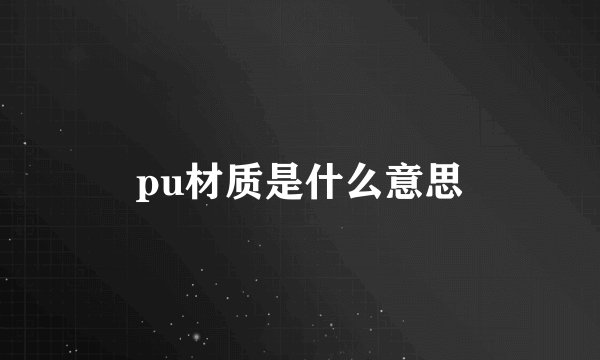 pu材质是什么意思