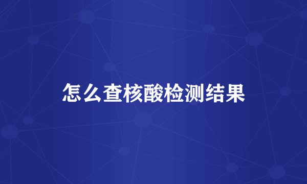 怎么查核酸检测结果