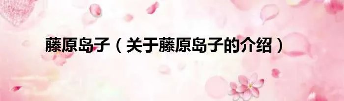藤原岛子（关于藤原岛子的介绍）