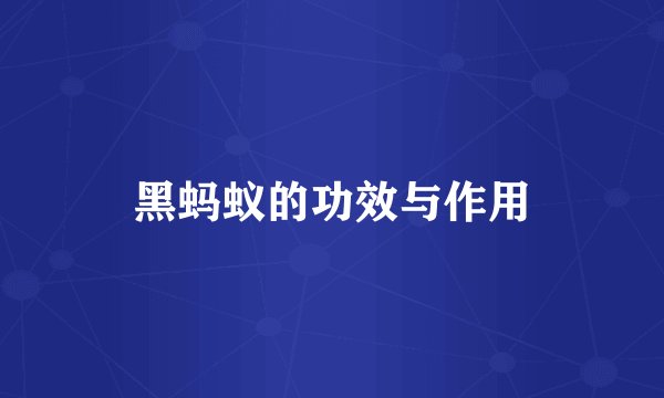 黑蚂蚁的功效与作用