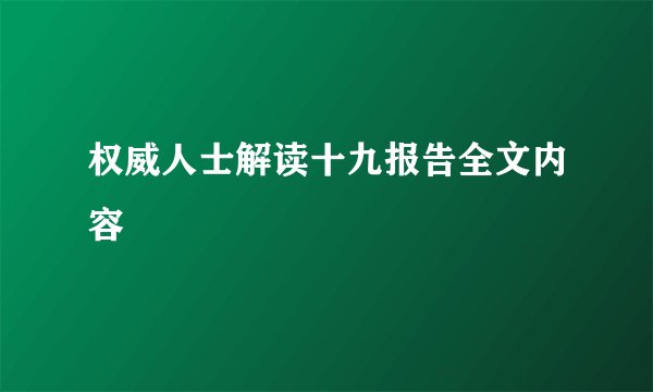 权威人士解读十九报告全文内容