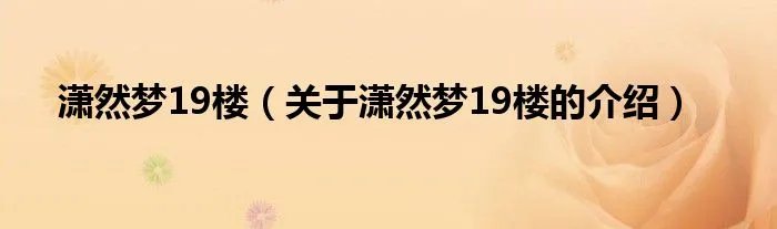 潇然梦19楼（关于潇然梦19楼的介绍）