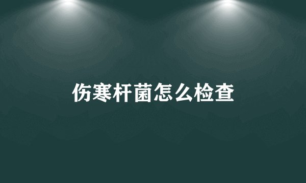 伤寒杆菌怎么检查