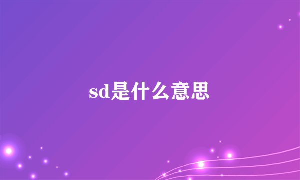 sd是什么意思