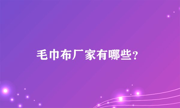 毛巾布厂家有哪些？