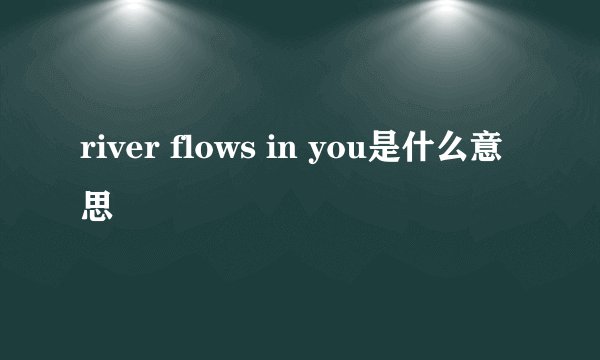 river flows in you是什么意思