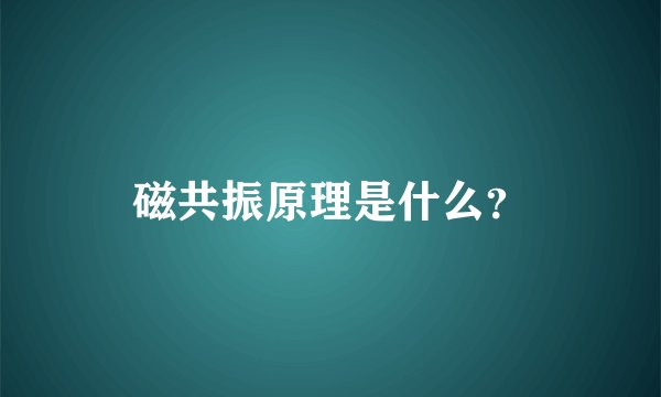 磁共振原理是什么？