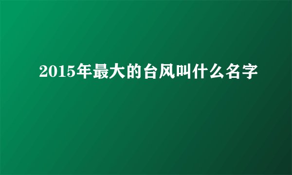 2015年最大的台风叫什么名字