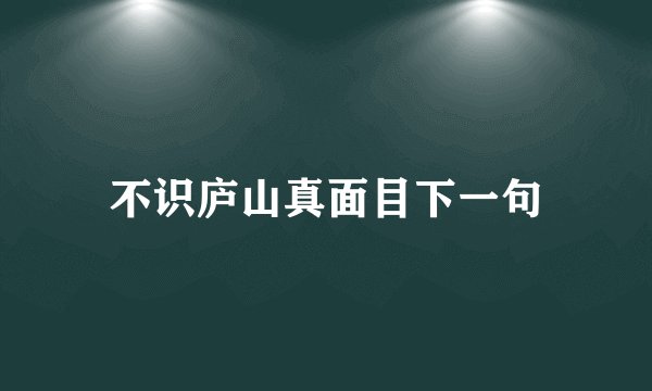 不识庐山真面目下一句