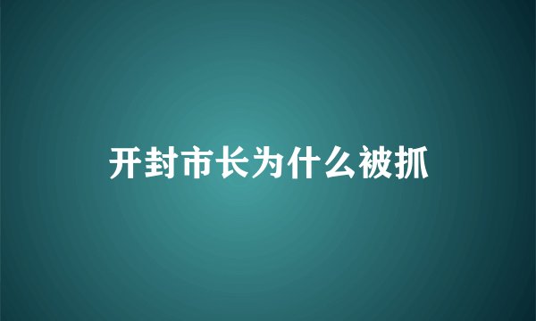 开封市长为什么被抓